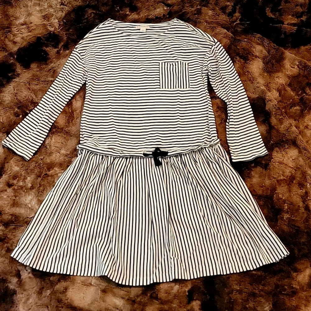 Crew cuts dress, navy and white striped, size 10